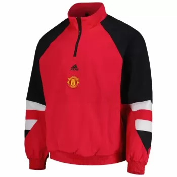 2023 2024 Manchester United Mens Icon Red Raglan Quarter Zip Top