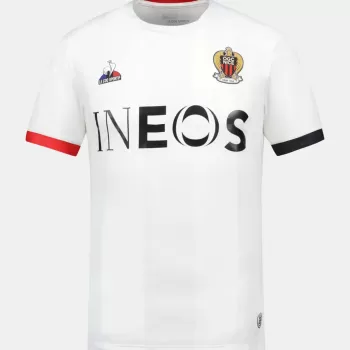 2023 2024 OGC Nice Mens Away Soccer Jersey White Red Black