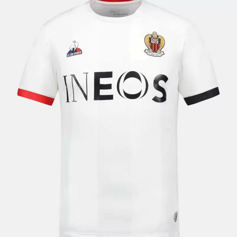 2023 2024 OGC Nice Mens Away Soccer Jersey White Red Black 2023 2024 OGC Nice Mens Away Soccer Jersey White Red Black