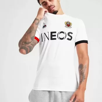 2023 2024 OGC Nice Mens Away Soccer Jersey White Red Black