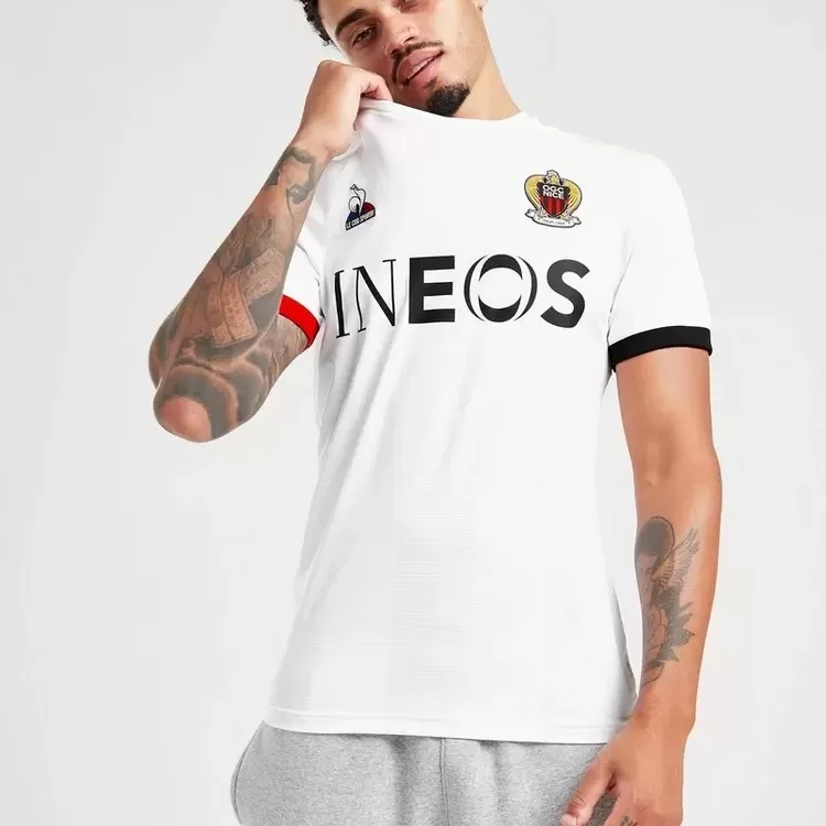 2023 2024 OGC Nice Mens Away Soccer Jersey White Red Black 2023 2024 OGC Nice Mens Away Soccer Jersey White Red Black