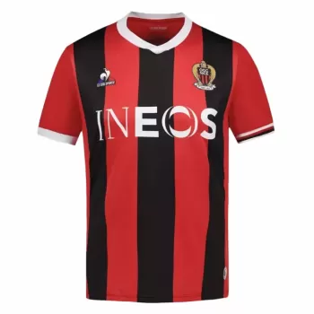 2023 2024 OGC Nice Mens Home Soccer Jersey Red Black Stripes