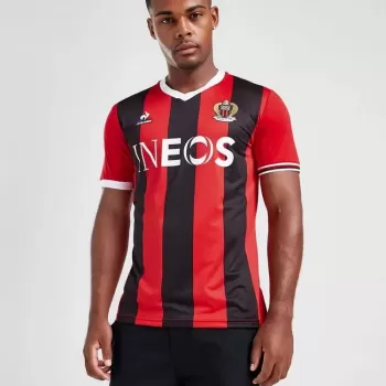 2023 2024 OGC Nice Mens Home Soccer Jersey Red Black Stripes