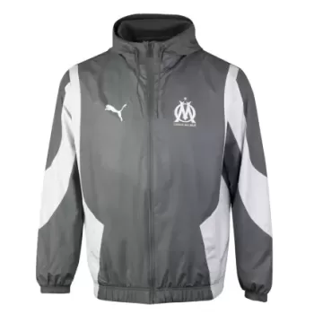 2023 2024 Olympique de Marseille Mens Pre Match Soccer Jacket Black Blue