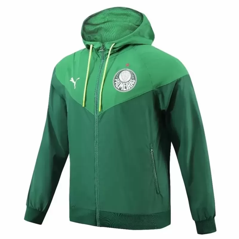 2023 2024 Palmeiras Mens Green Full Zip Hooded Windrunner Soccer Jacket 2023 2024 Palmeiras Mens Green Full Zip Hooded Windrunner Soccer Jacket