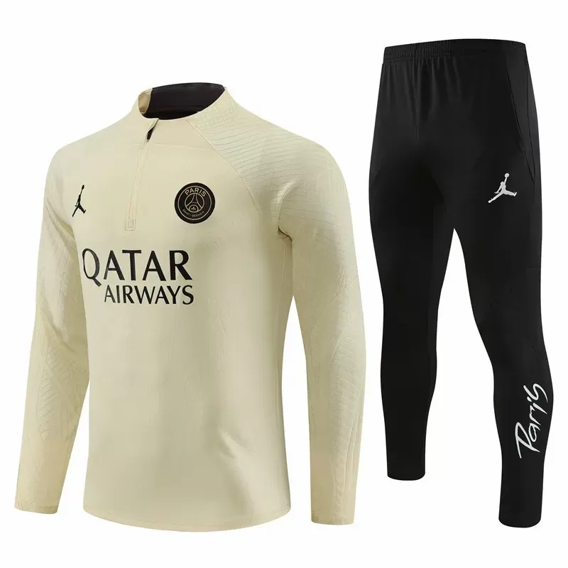 2023 2024 Paris Saint Germain Mens Beige Training Technical Soccer Tracksuit Kit 2023 2024 Paris Saint Germain Mens Beige Training Technical Soccer Tracksuit Kit
