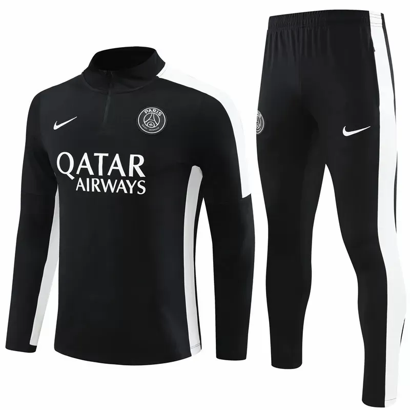 2023 2024 Paris Saint Germain Mens Black Training Technical Soccer Tracksuit Kit 2023 2024 Paris Saint Germain Mens Black Training Technical Soccer Tracksuit Kit