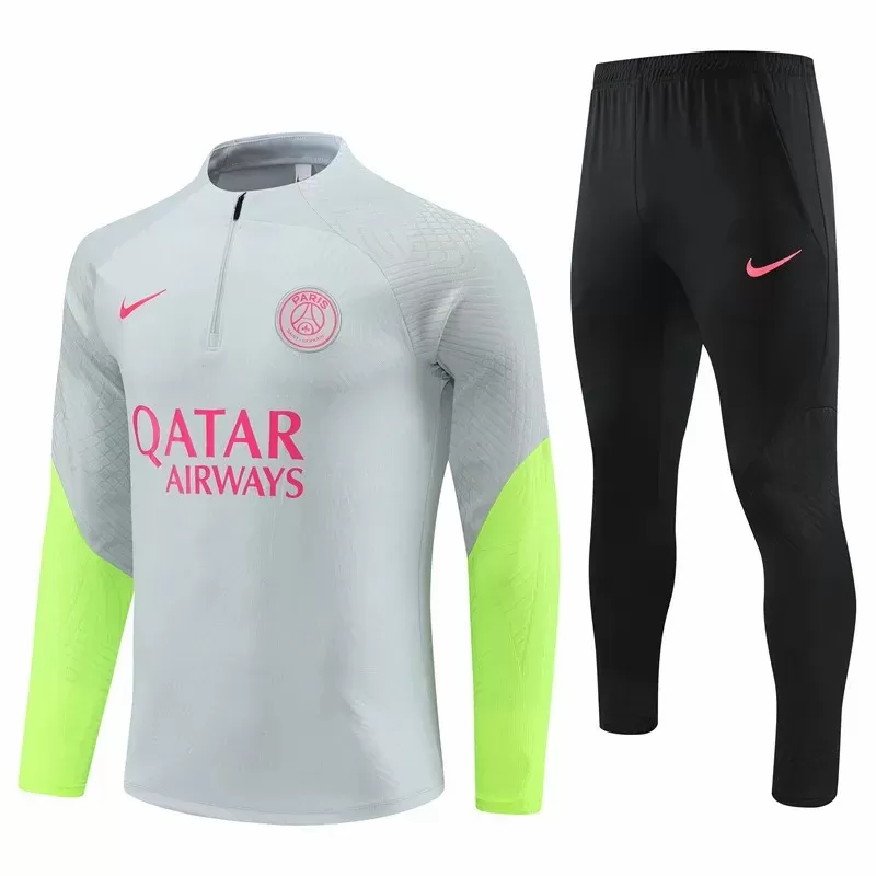 2023 2024 Paris Saint Germain Mens Grey Training Technical Soccer Tracksuit Kit