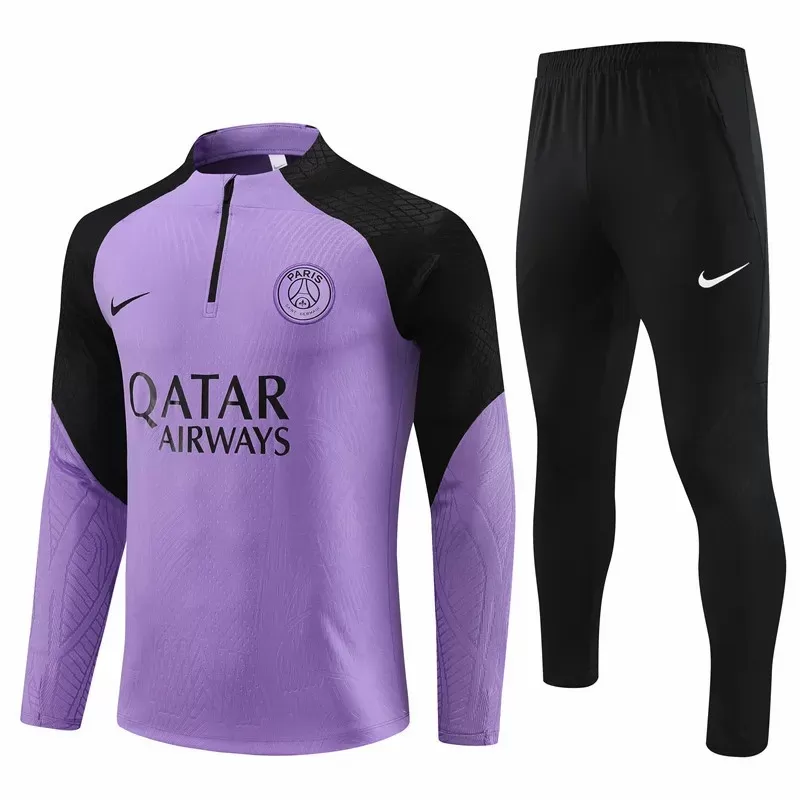2023 2024 Paris Saint Germain Mens Purple Training Technical Soccer Tracksuit Kit