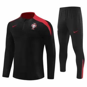 2023 2024 Portugal Mens Black Training Technical Soccer Tracksuit Kit
