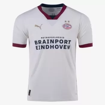 2023 2024 PSV Eindhoven Mens Away Soccer Jersey Beige Burgundy