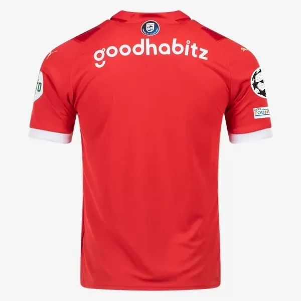 2023 2024 PSV Eindhoven Mens Home Soccer Jersey Red White Stripe