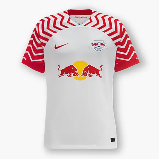 2023 2024 RB Leipzig Mens Home Soccer Jersey Red White Stripe