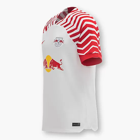 2023 2024 RB Leipzig Mens Home Soccer Jersey Red White Stripe