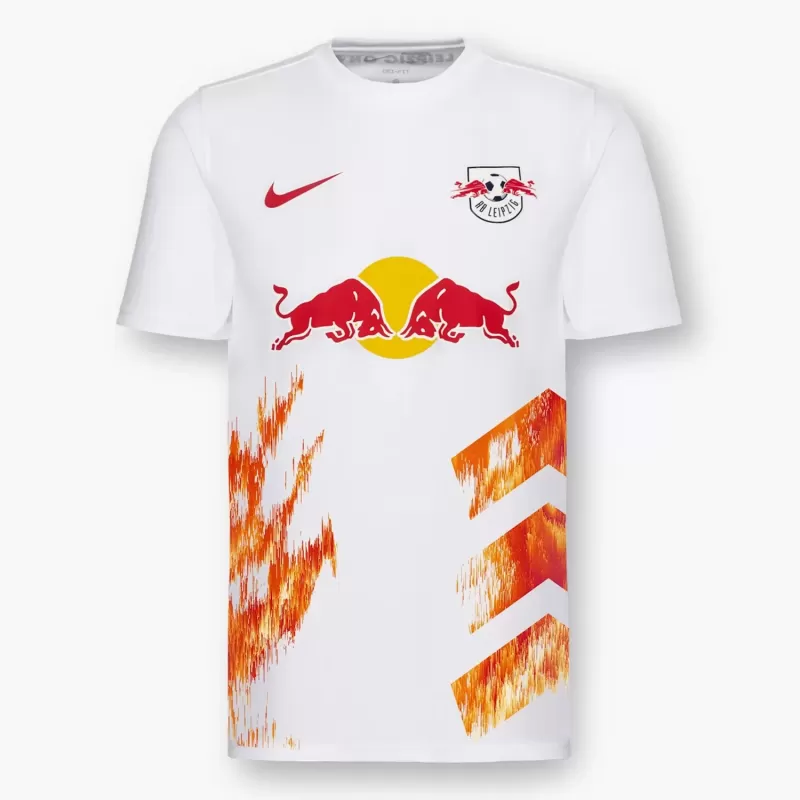 2023 2024 RB Leipzig Mens On Fire Soccer Jersey White Red