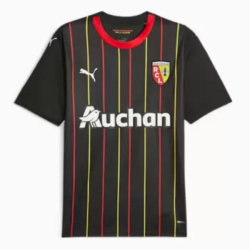 2023 2024 RC Lens Mens Away Soccer Jersey Black Red