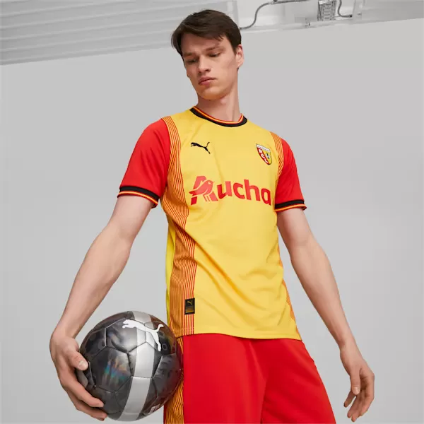 2023 2024 RC Lens Mens Home Soccer Jersey Yellow Red