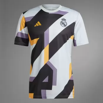 2023 2024 Real Madrid Mens Pre Match Soccer Jersey Silver Houndstooth