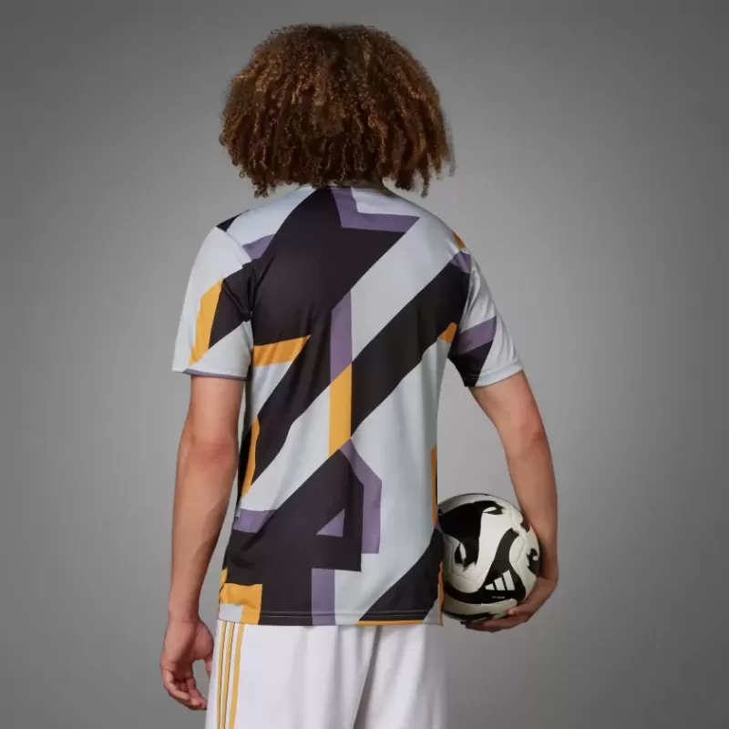 2023 2024 Real Madrid Mens Pre Match Soccer Jersey Silver Houndstooth 2023 2024 Real Madrid Mens Pre Match Soccer Jersey Silver Houndstooth