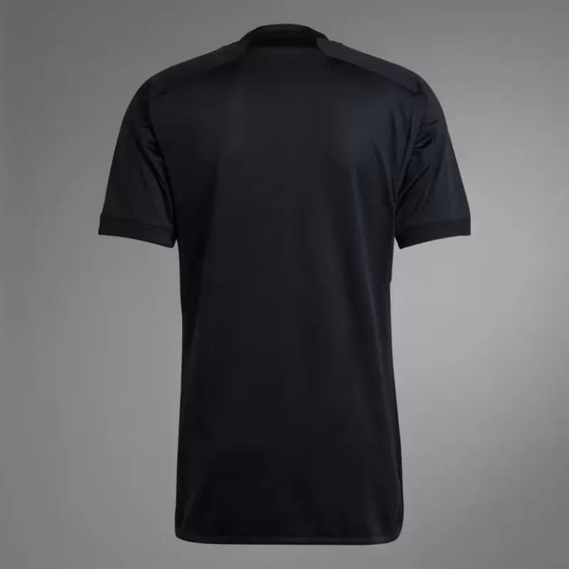 2023 2024 Real Madrid Mens Third Soccer Jersey Black Gold Henley