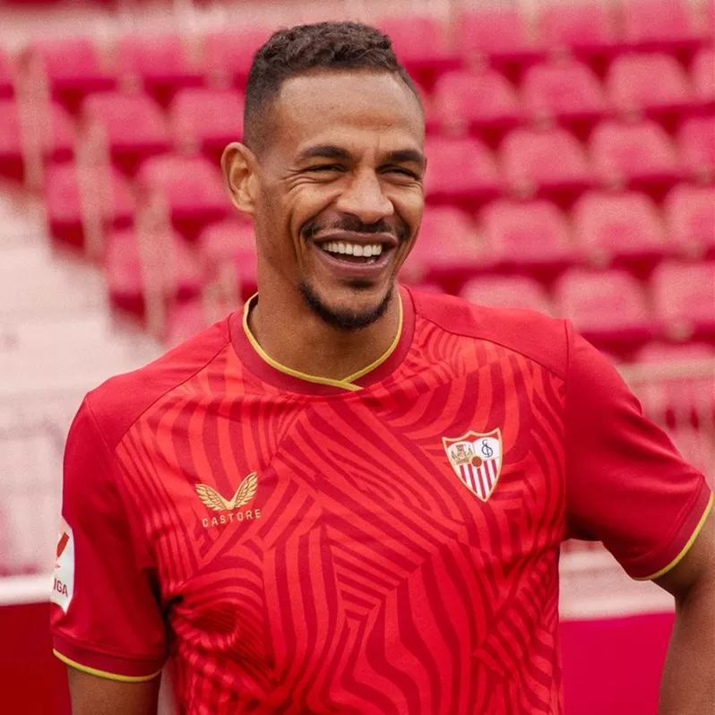 2023 2024 Sevilla FC Mens Away Soccer Jersey Red Heritage 2023 2024 Sevilla FC Mens Away Soccer Jersey Red Heritage