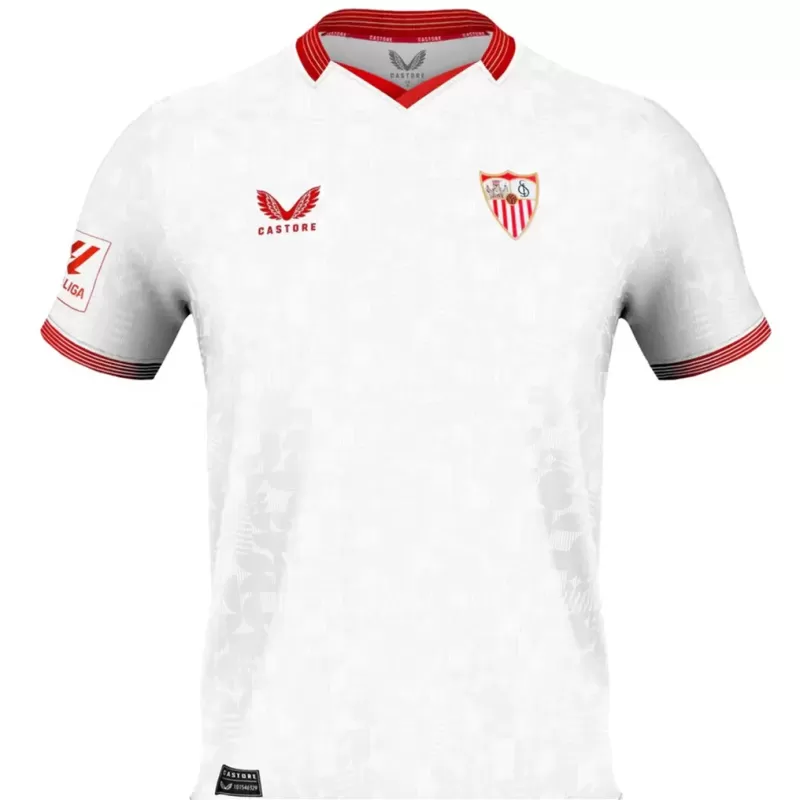 2023 2024 Sevilla FC Mens Home Soccer Jersey White Heritage