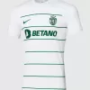 2023 2024 Sporting CP Mens Away Soccer Jersey White Green Pinstripe