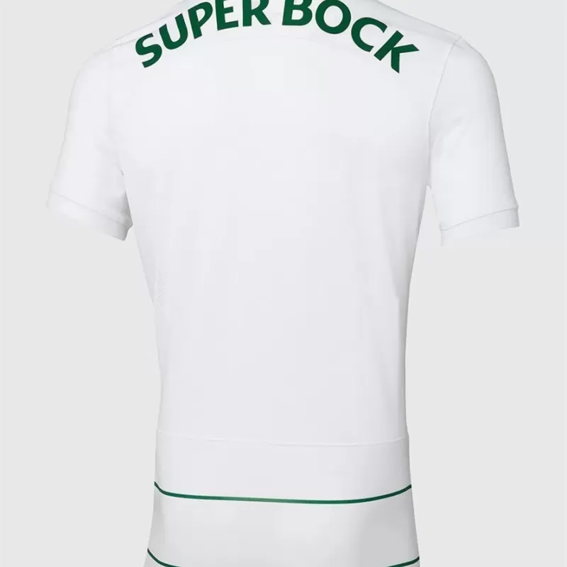 2023 2024 Sporting CP Mens Away Soccer Jersey White Green Pinstripe