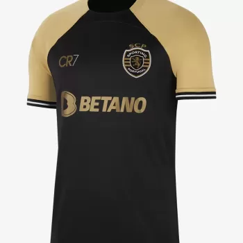 2023 2024 Sporting CP Mens Third Soccer Jersey Black Gold
