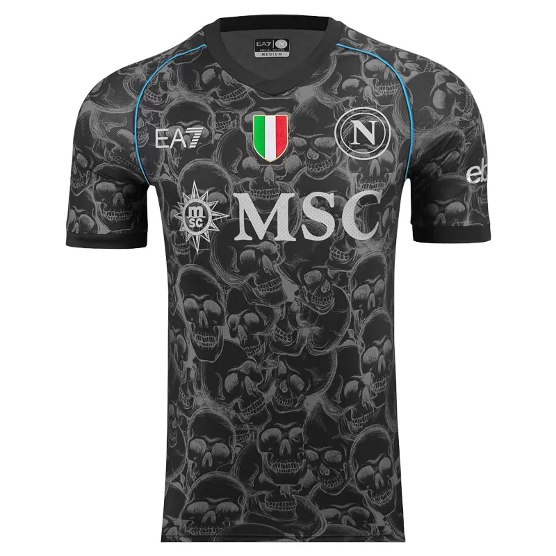 2023 2024 SSC Napoli Mens Halloween Match Soccer Jersey Skulls Edition