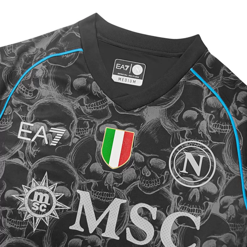 2023 2024 SSC Napoli Mens Halloween Match Soccer Jersey Skulls Edition