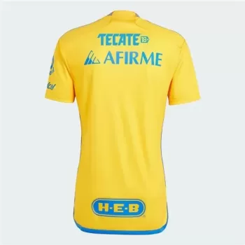 2023 2024 Tigres Mens Home Soccer Jersey Yellow Blue Band