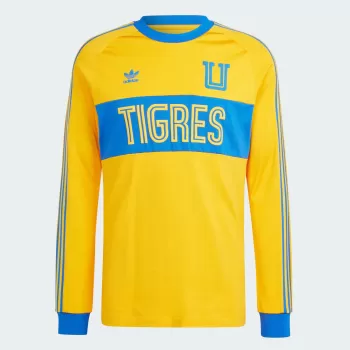 2023 2024 Tigres UANL Mens Long Sleeve Retro Style Jersey Gold