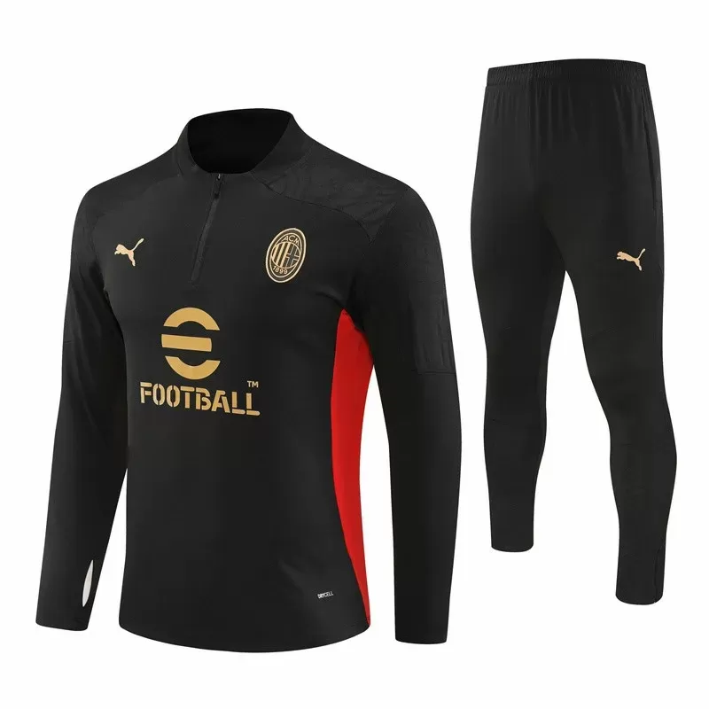 2024 2025 AC Milan Mens Black Training Technical Soccer Tracksuit Kit 2024 2025 AC Milan Mens Black Training Technical Soccer Tracksuit Kit
