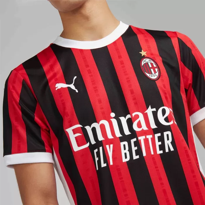 2024 2025 AC Milan Mens Home Authentic Soccer Jersey Genome Stripes Player Version