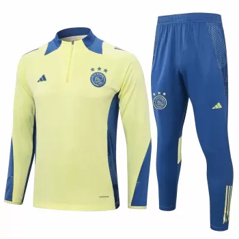 2024 2025 AFC Ajax Mens Yellow Blue Training Technical Soccer Tracksuit Kit