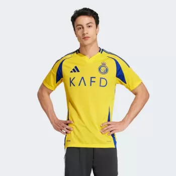 2024 2025 Al Nassr FC Mens Home Authentic Soccer Jersey Yellow Blue