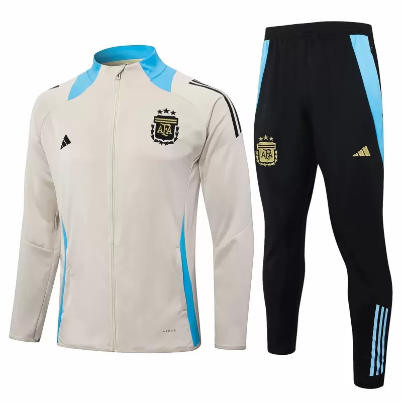 2024 2025 Argentina Mens Beige Training Presentation Soccer Tracksuit Kit