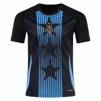 2024 2025 Argentina Mens Pre Match Training Soccer Jersey Black Blue Burst