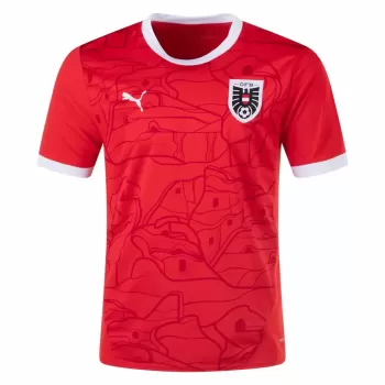 2024 2025 Austria Mens Home Soccer Jersey Red Mountain Pattern