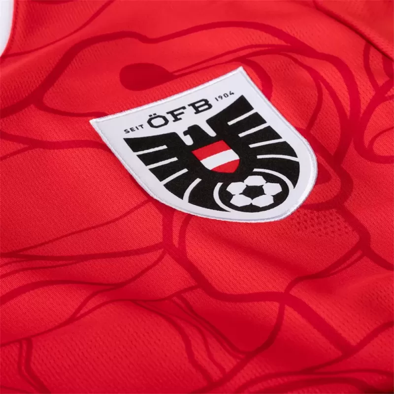2024 2025 Austria Mens Home Soccer Jersey Red Mountain Pattern