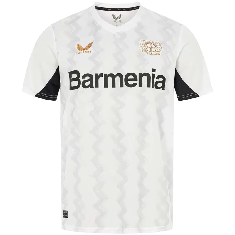 2024 2025 Bayer Leverkusen Mens Away Soccer Jersey White Zigzag