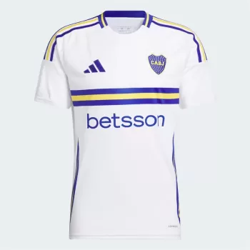 2024 2025 Boca Juniors Mens Away Soccer Jersey White Blue Yellow