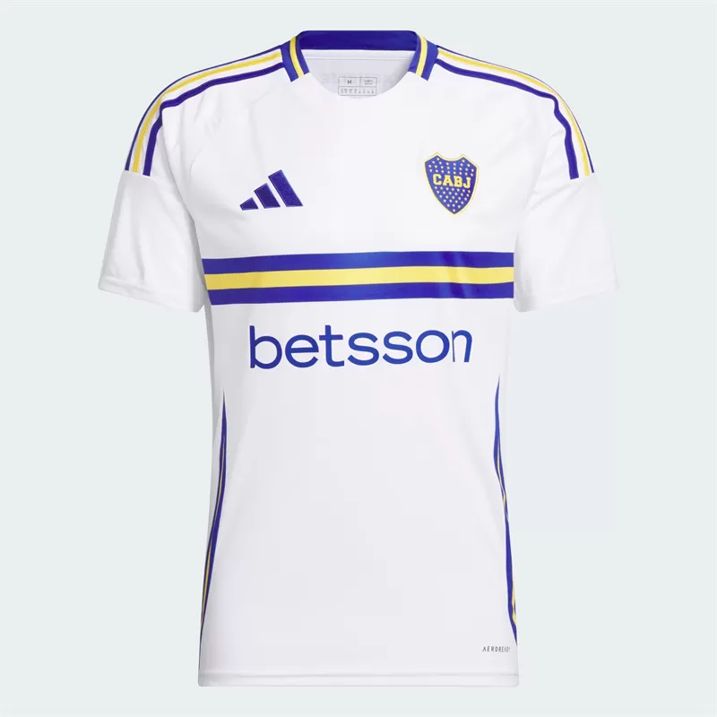 2024 2025 Boca Juniors Mens Away Soccer Jersey White Blue Yellow