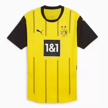 2024 2025 Borussia Dortmund Mens Home Soccer Jersey Yellow Pinstripe