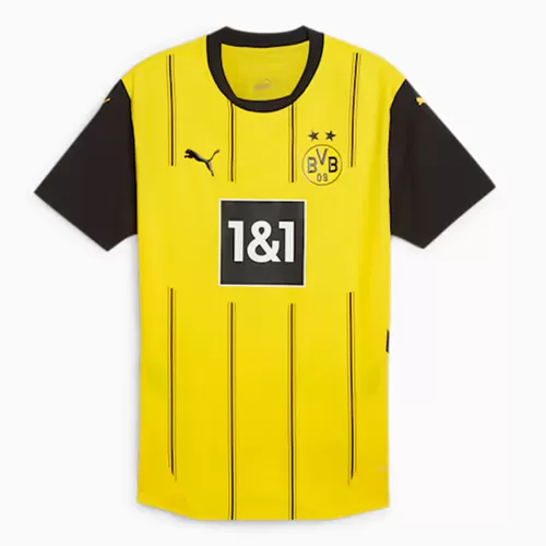 2024 2025 Borussia Dortmund Mens Home Soccer Jersey Yellow Pinstripe