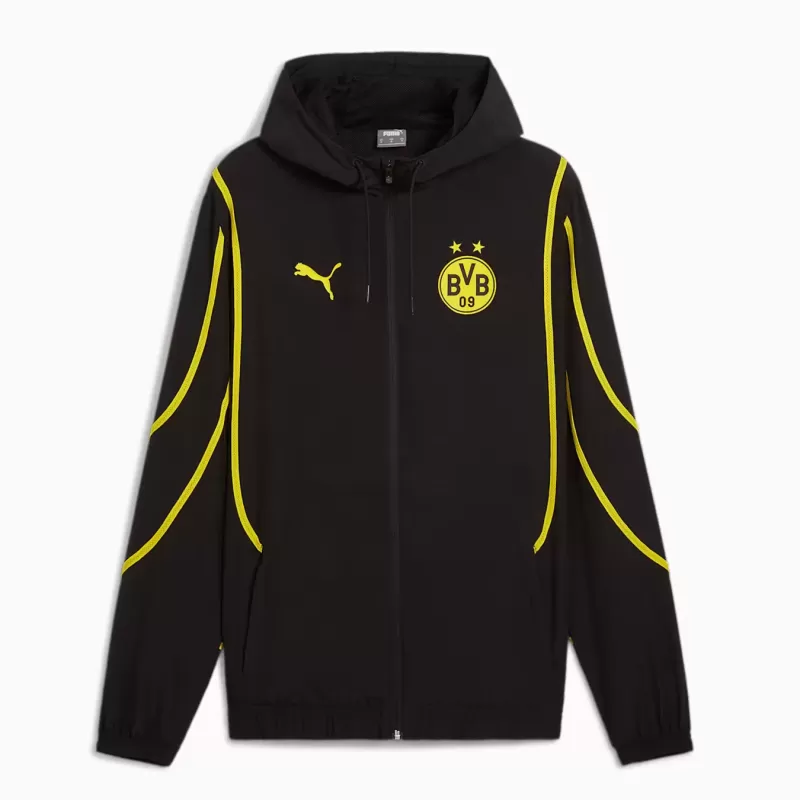 2024 2025 Borussia Dortmund Mens Pre-Match Soccer Jacket Black 2024 2025 Borussia Dortmund Mens Pre-Match Soccer Jacket Black