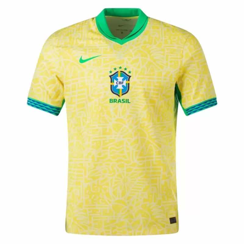 2024 2025 Brazil Mens Home Soccer Jersey Classic Yellow