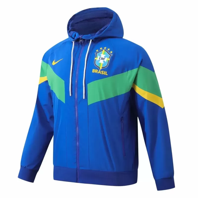 2024 2025 Brazil Mens Hooded Windbreaker Jacket Water Repellent 2024 2025 Brazil Mens Hooded Windbreaker Jacket Water Repellent