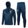 2024 2025 Brazil National Team Blue Hooded Training Soccer Tracksuit Kit